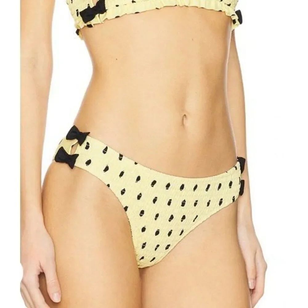 Damson Madder Jezebel Shirred Bow Bikini Bottom | Yellow and Black in 6